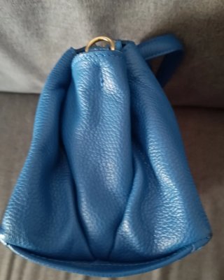 Borsa Pelle Blu Tracolla Multicolore