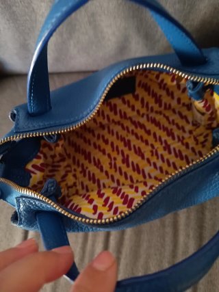 Borsa Pelle Blu Tracolla Multicolore