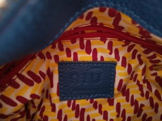 Borsa Pelle Blu Tracolla Multicolore