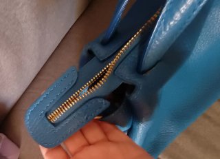 Borsa Pelle Blu Tracolla Multicolore