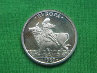 1989 ESPAÑA moneda 1 ECU EUROPA PLATA 6,8 gramos