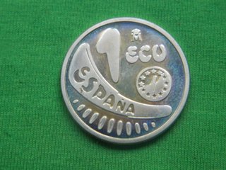 1989 ESPAÑA moneda 1 ECU EUROPA PLATA 6,8 gramos