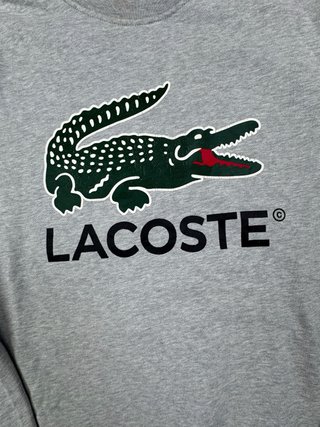 Sudadera Lacoste Gris Logo Cocodrilo Grande