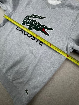 Sudadera Lacoste Gris Logo Cocodrilo Grande