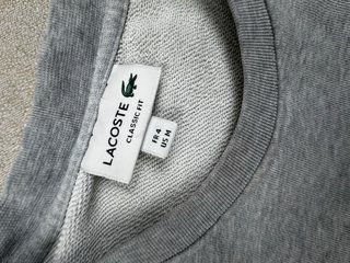 Sudadera Lacoste Gris Logo Cocodrilo Grande