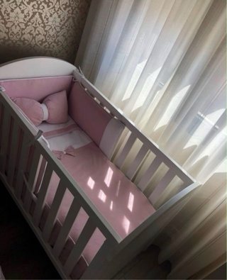 Cuna madera maciza blanca + colchón