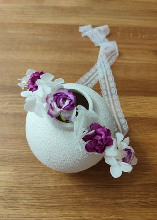 Corona de flores violeta, tocado ceremonia, niña