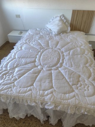 Edredón Raso Blanco Cama 135 + Cojín