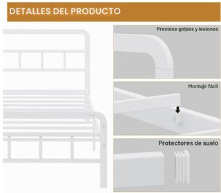 Estructura cama 140x200 cm con Cabecero Metálico