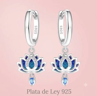 Pendientes Plata 925 Loto Azul