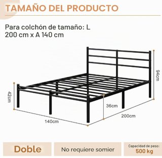 Estructura Cama 140x200cm con Cabecero