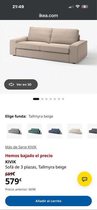 Sofá KIVIK 3 plazas Beige