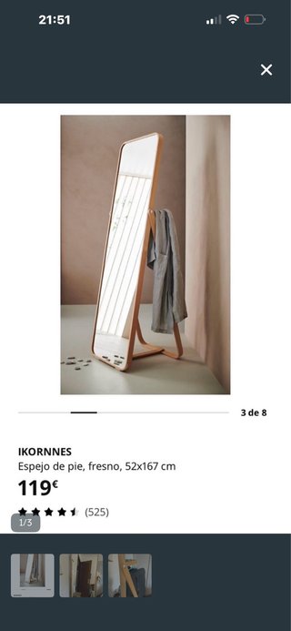 Espejo de pie IKORNNES Ikea