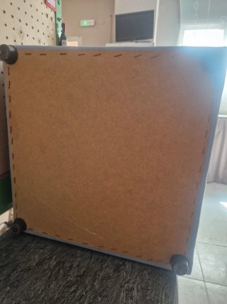 Puf Cubo Almacenaje Asiento Polipiel Azul