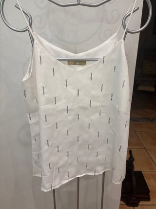 Top blanco Inés lentejuelas Talla S