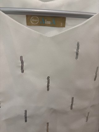 Top blanco Inés lentejuelas Talla S