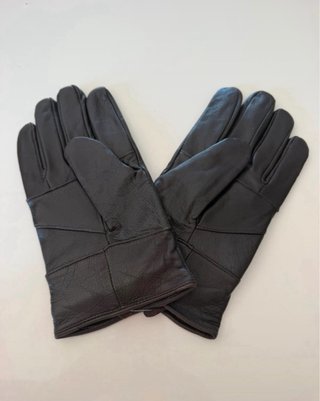 Guantes de piel / cuero marrón oscuro con correa