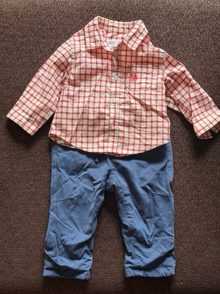Conjunto bebé El Corte Inglés camisa + pantalón 3-