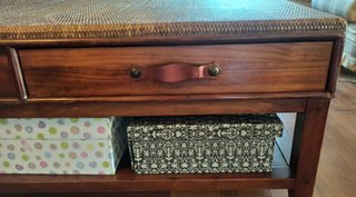 Mesa baja mimbre y madera
