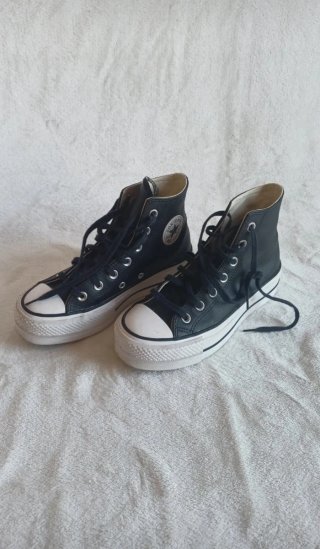 Converse Plataforma Piel Negra Talla 36