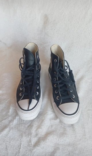 Converse Plataforma Piel Negra Talla 36