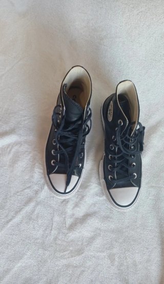 Converse Plataforma Piel Negra Talla 36