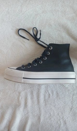 Converse Plataforma Piel Negra Talla 36