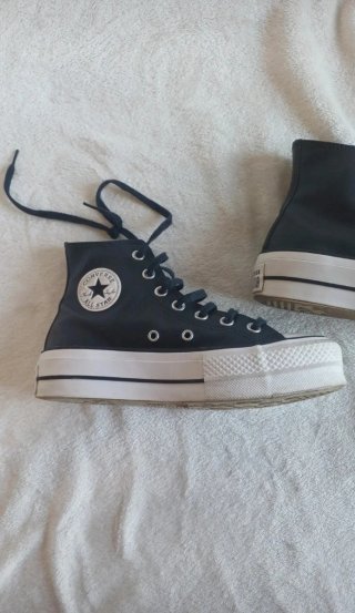 Converse Plataforma Piel Negra Talla 36