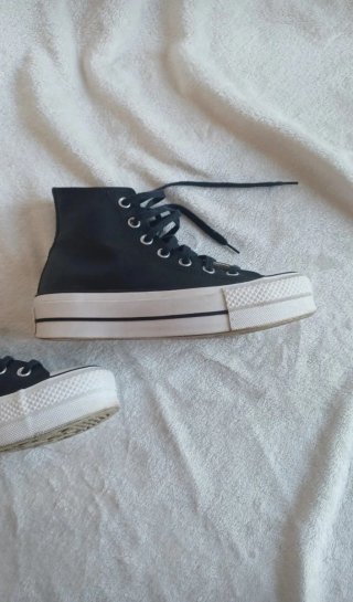 Converse Plataforma Piel Negra Talla 36