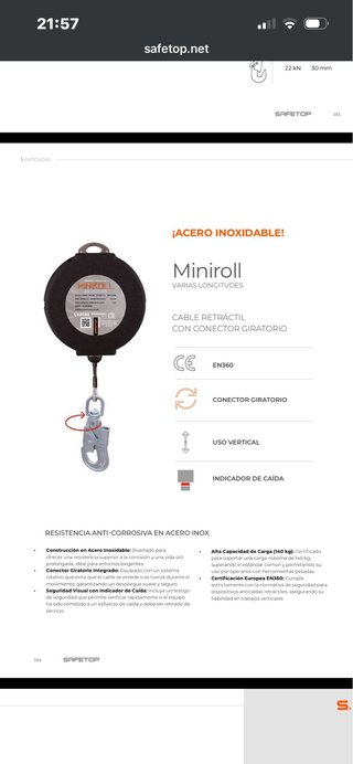 Cable retráctil Safetop Miniroll 2 unidades