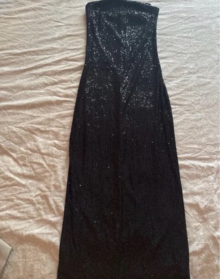 Vestido largo negro lentejuelas