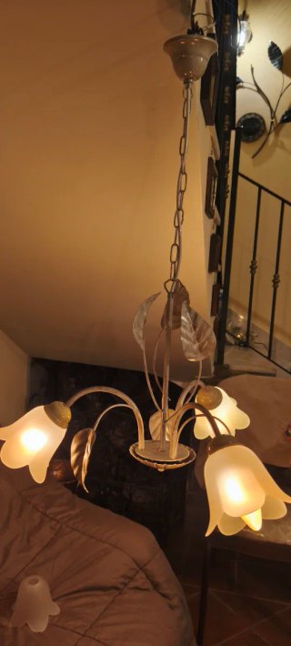 Lampadario 3 Luci Floreale Shabby Chic