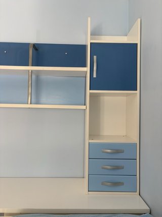 Mueble juvenil: cama nido, escritorio y estantería