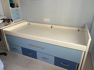 Mueble juvenil: cama nido, escritorio y estantería