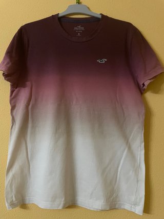 Camiseta Hollister Degradado Rojo y Blanco Talla S