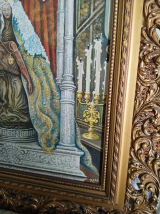 Quadro ad olio Vergine con Cornice Dorata