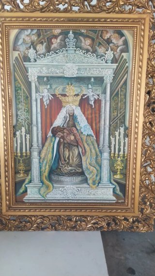 Quadro ad olio Vergine con Cornice Dorata