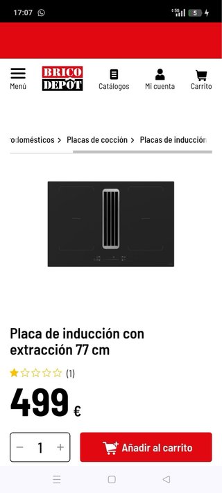 Placa de inducción con extracción