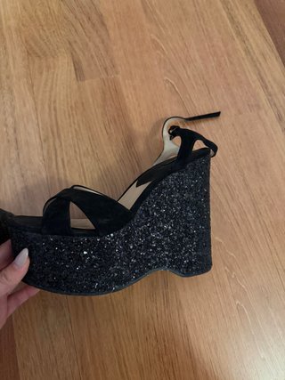 Tacones plataforma negros brillantes