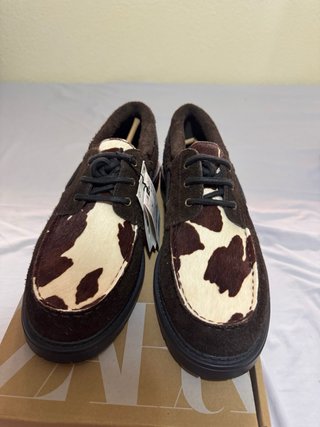 Mocasines Zara Piel Serraje Marrón Multicolor