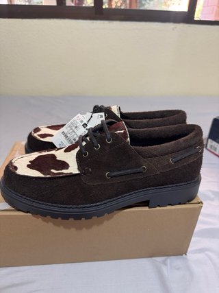 Mocasines Zara Piel Serraje Marrón Multicolor