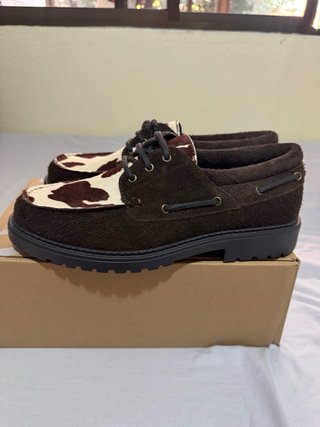 Mocasines Zara Piel Serraje Marrón Multicolor