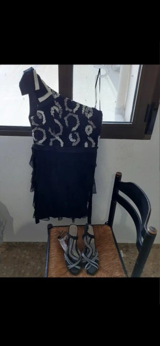 Vestido fiesta negro y plata Talla XL
