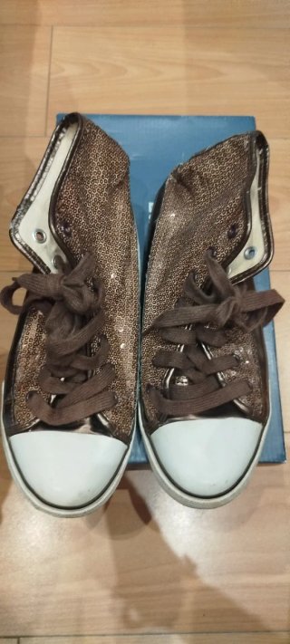 Zapatillas Botín Marrón Lentejuelas Mujer 39