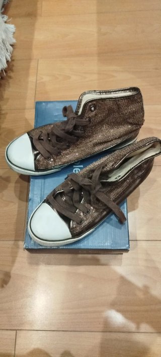 Zapatillas Botín Marrón Lentejuelas Mujer 39