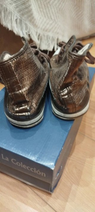 Zapatillas Botín Marrón Lentejuelas Mujer 39