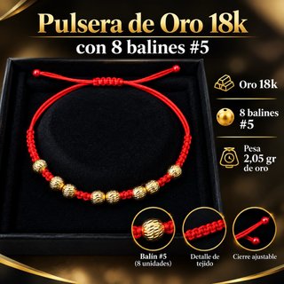 Pulsera Oro 18k con 8 Balines #5