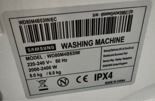 LAVADORA SECADORA SAMSUNG BLANCO INVERTER 8+6 KILO
