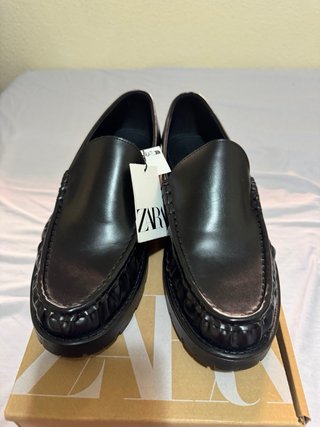 Mocasines Zara Piel Sintética Negros