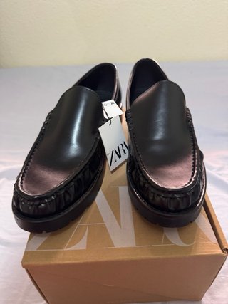 Mocasines Zara Piel Sintética Negros